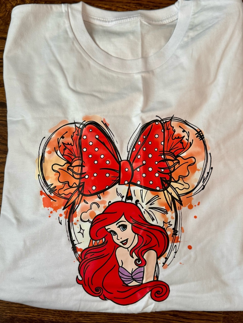 Disney Ariel Graphic Tee for Ladies - White with Red Accent